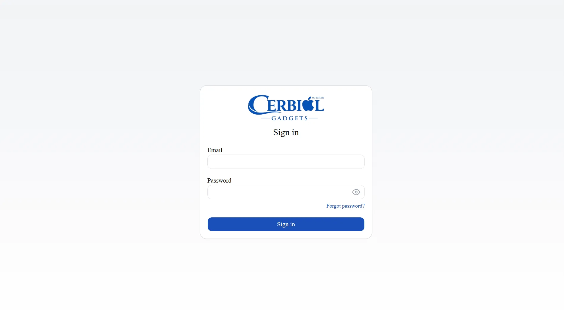 The point of sale sign-in screen